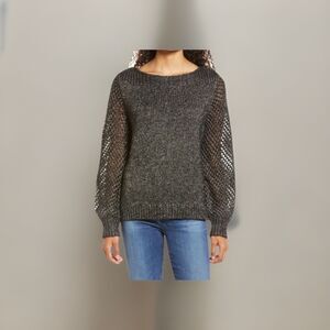 Tommy Bahama Women’s Ballon Sleeve Sweater Wool Blend Black Metallic Sz MM NWT